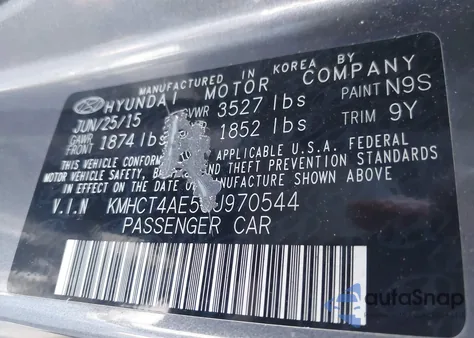 2016 Hyundai Accent Se z USA, uszkodzony, nr VIN KMHCT4AE5GU970544